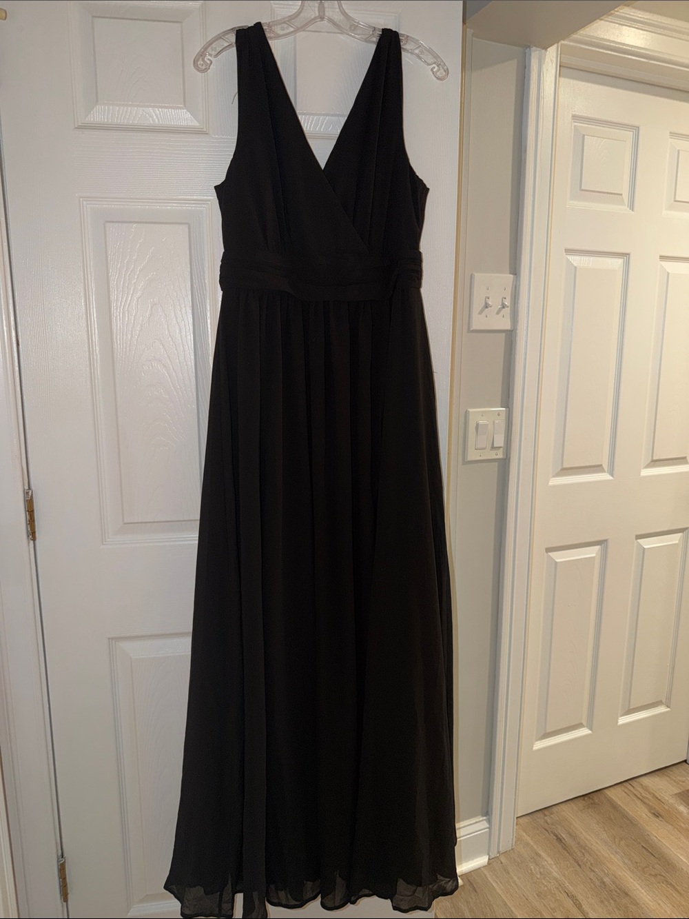 Lulu's Black Sleeveless V-Neck Chiffon Maxi Dress